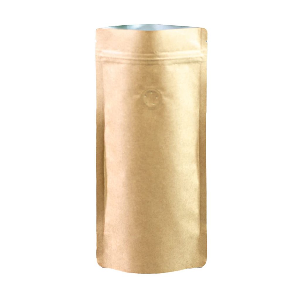 500 Brown Slim-Size Flat-Bottom Bags with Zip Closure and Aroma Valve, 170 x 90 x 310 mm, 500 g, Food-Safe | HUTNER