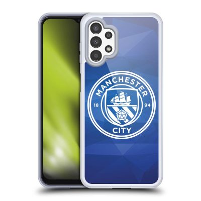 Head Case Designs Official Manchester City FC Obsidian White Mono Badge Geometric Gel Case [Military-Grade Protection] for Samsung Galaxy A13 (2022)