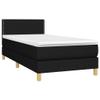 vidaXL Box Spring Bed with Mattress & LED, Black, 90 x 190 cm, Fabric view 1
