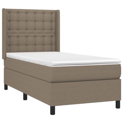 vidaXL Box Spring Bed with Mattress & LED, Taupe, 90x190 cm, Fabric