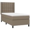 vidaXL Box Spring Bed with Mattress & LED, Taupe, 90x190 cm, Fabric view 1
