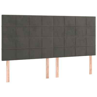 vidaXL LED Headboard Dark Gray 200x5x118/128 cm Velvet