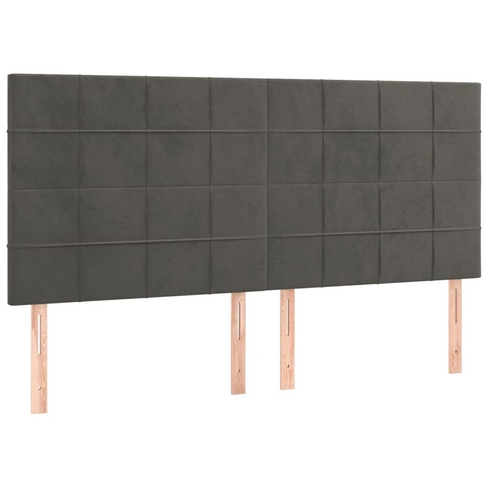 vidaXL LED Headboard Dark Gray 200x5x118/128 cm Velvet