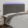 vidaXL LED Headboard Dark Gray 200x5x118/128 cm Velvet view 2