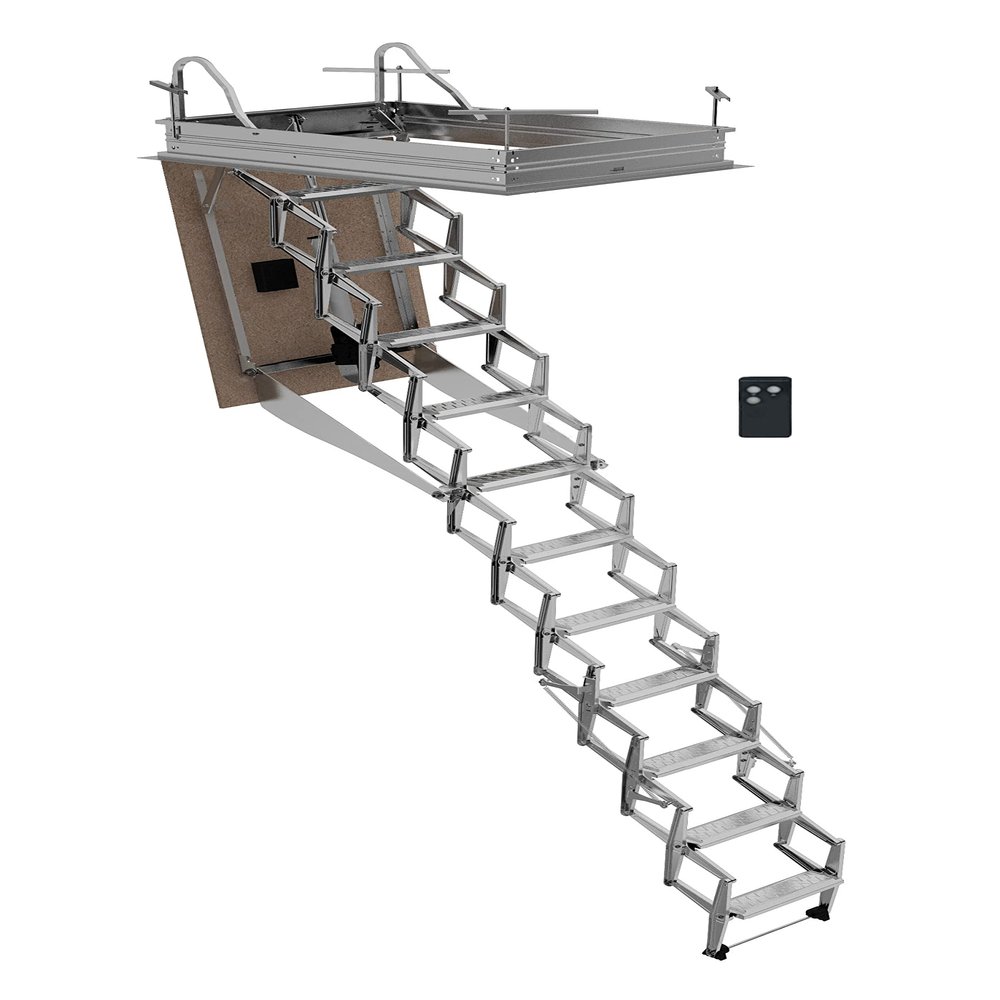 FGM SCALE Electric Scissor Attic Ladder AutoAttic, 50 cm Step Side, 50 x 130 cm, H 230–249 cm