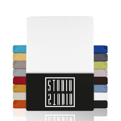 STUDIO Basic Fitted Sheet 100 x 200 cm, 2-Pack, Jersey, 100% Combed Cotton, White