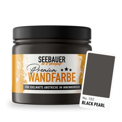 SEEBAUER DIY Black Interior Wall Paint, 300 ml (No. 102 Black Pearl), Elegant Matte Finish