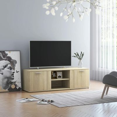 Chusui TV Stand, TV Cabinet, TV Lowboard, TV Bench, TV Table, TV Dresser, Sonoma Oak, 120 x 34 x 37 cm, Particleboard