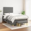 Festnight Upholstered Box Spring Bed with Mattress, Dark Gray, 120 x 200 cm view 1