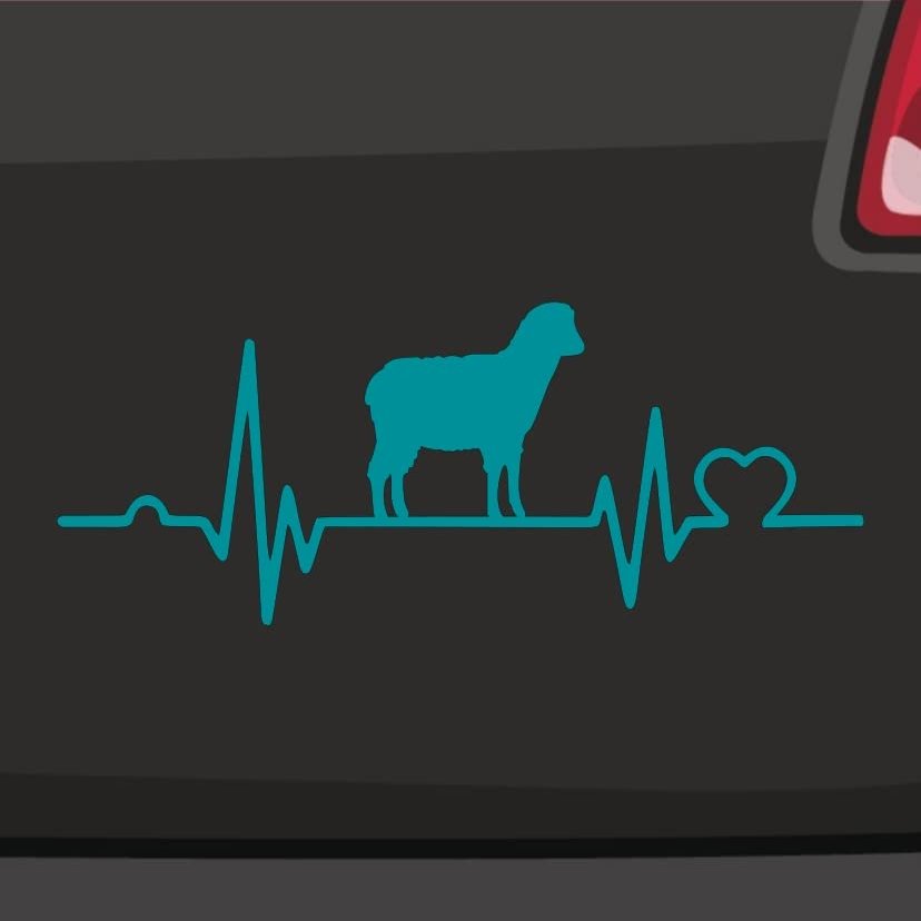 Heartbeat Sheep Sticker – Gors Sheep Heart Wool, 14 x 5.5 cm, Turquoise Blue