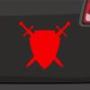 Shield with Swords Sticker, Medieval Crest, 26 x 24 cm, Neon Red view 1