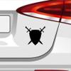 Shield with Swords Sticker, Medieval Crest, 26 x 24 cm, Neon Red view 4