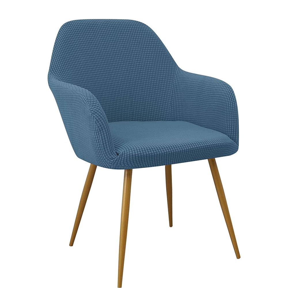 GEBIN Stretch Dining Chair Covers with Armrests, Light Blue, 6-Pack
