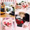 30 Kraft Paper Flower Gift Bags with Handles, Black, White and Pink view 3