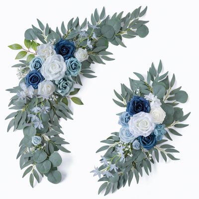 ponatia Wedding Arch Flowers, 2-Piece Set, Artificial Dusty Blue Flowers for Wedding Ceremonies and Welcome Signs
