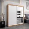 MEBLE KRYSPOL Roma 1 200 Bedroom Wardrobe with Two Sliding Doors, Mirror, Clothing Rods and Shelves, 200 x 200 x 62 cm, Artisan + Matte White view 2