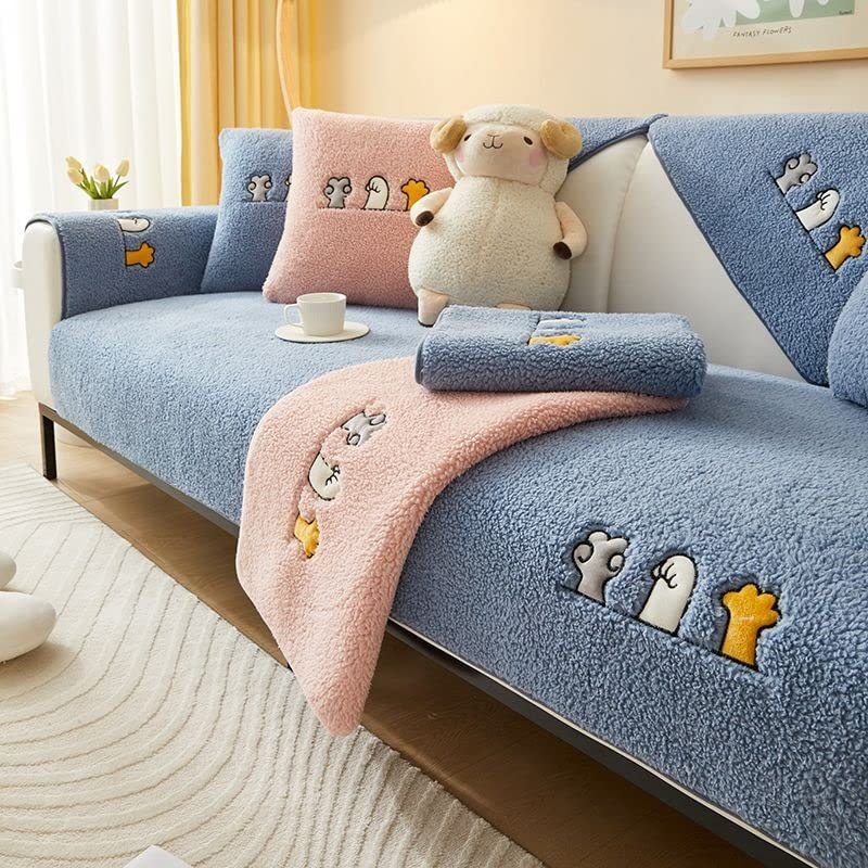 VEAI Velvet Sofa Cover for 1-, 2-, 3- or 4-Seater Sofas, L-Shaped Sectional Sofa Throw, Color D, 70 x 70 cm
