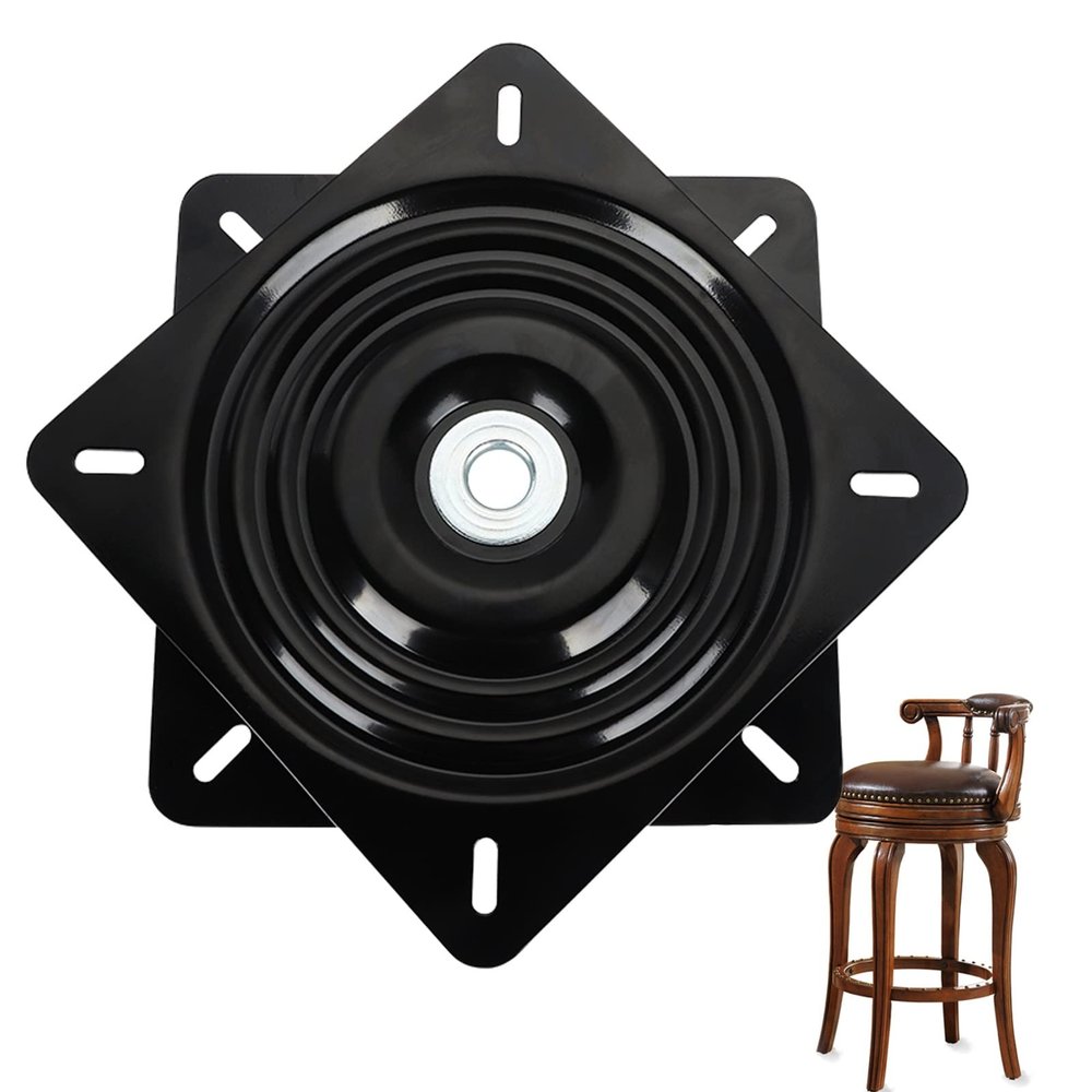 WORDFUN Square Bearing Turntable, Black Steel, 360° Swivel, 6–12 in
