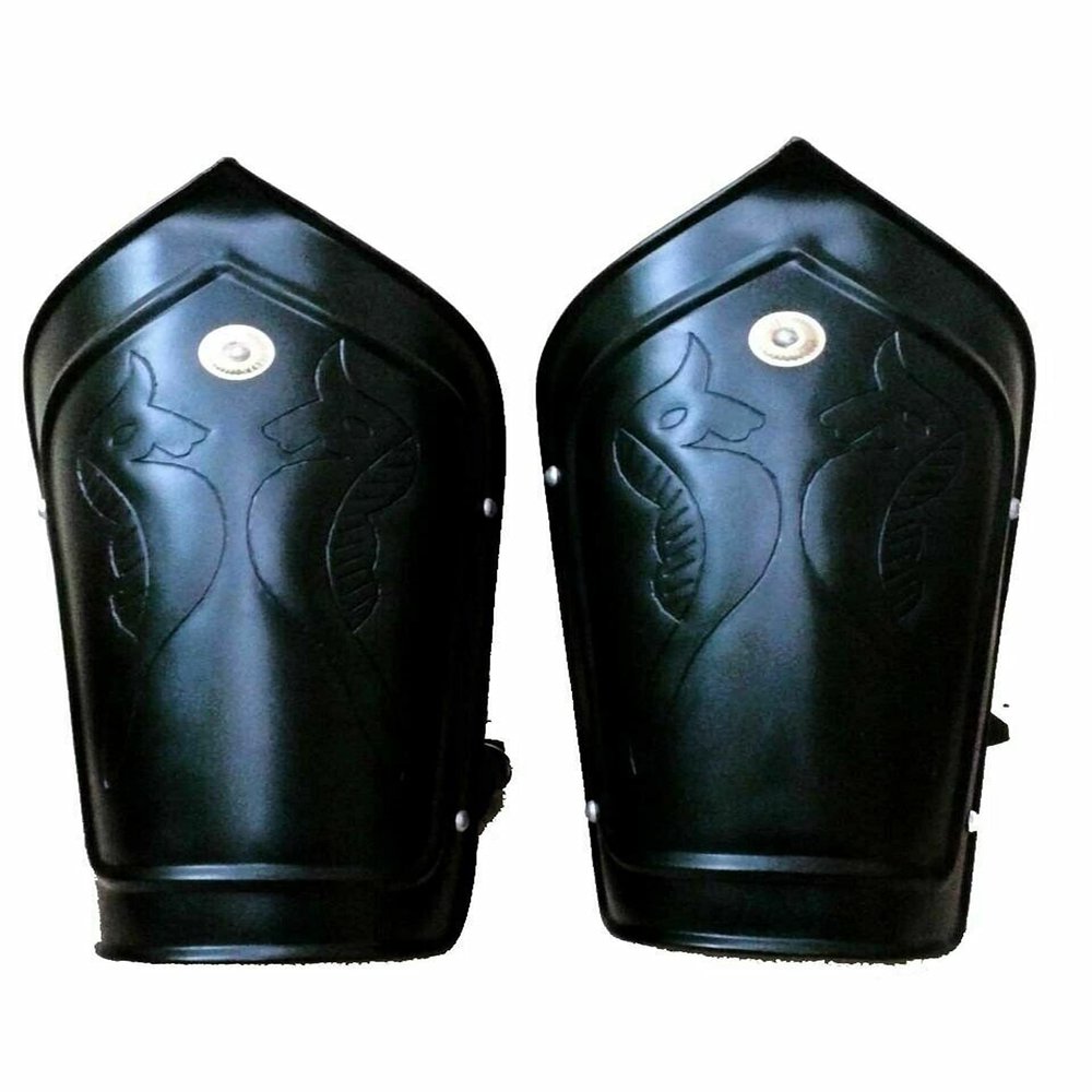 Medieval Steel Arm Guards with Hand Protection for Crusader Reenactment