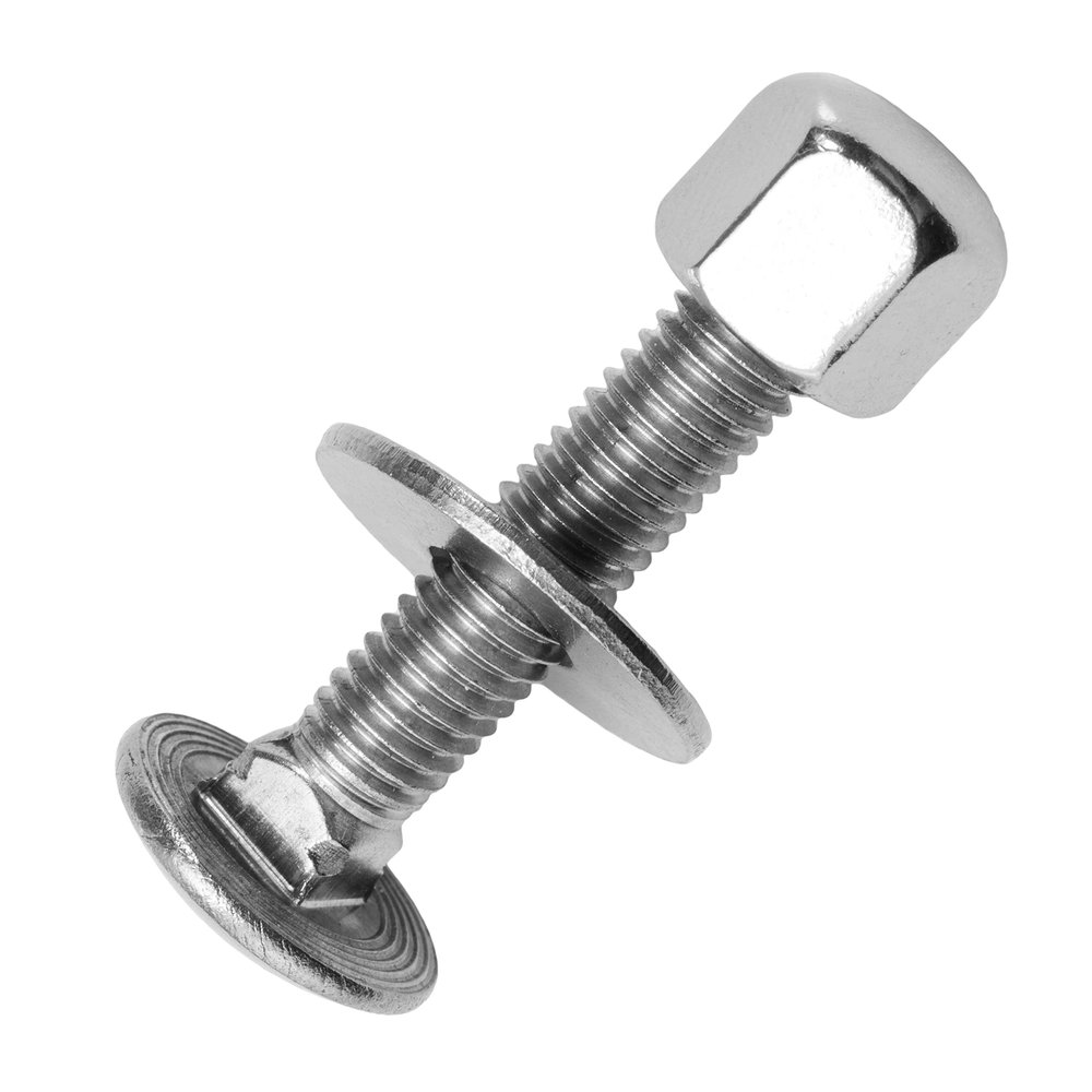 Techtanium M10 x 50/50 mm Carriage Bolts with Low-Profile Cap Nuts and Large M10 A2 Stainless Steel Washers, 20-Piece Set