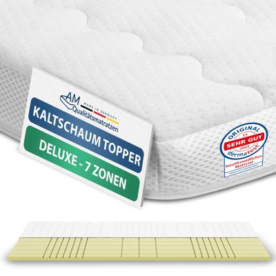 AM Qualitätsmatratzen 3D Deluxe 7-Zone Cold Foam Topper 100x220 cm, RG50, 8 cm High