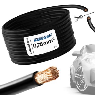 15 m EBROM FLRY 0.75 mm² Automotive Wire, Black