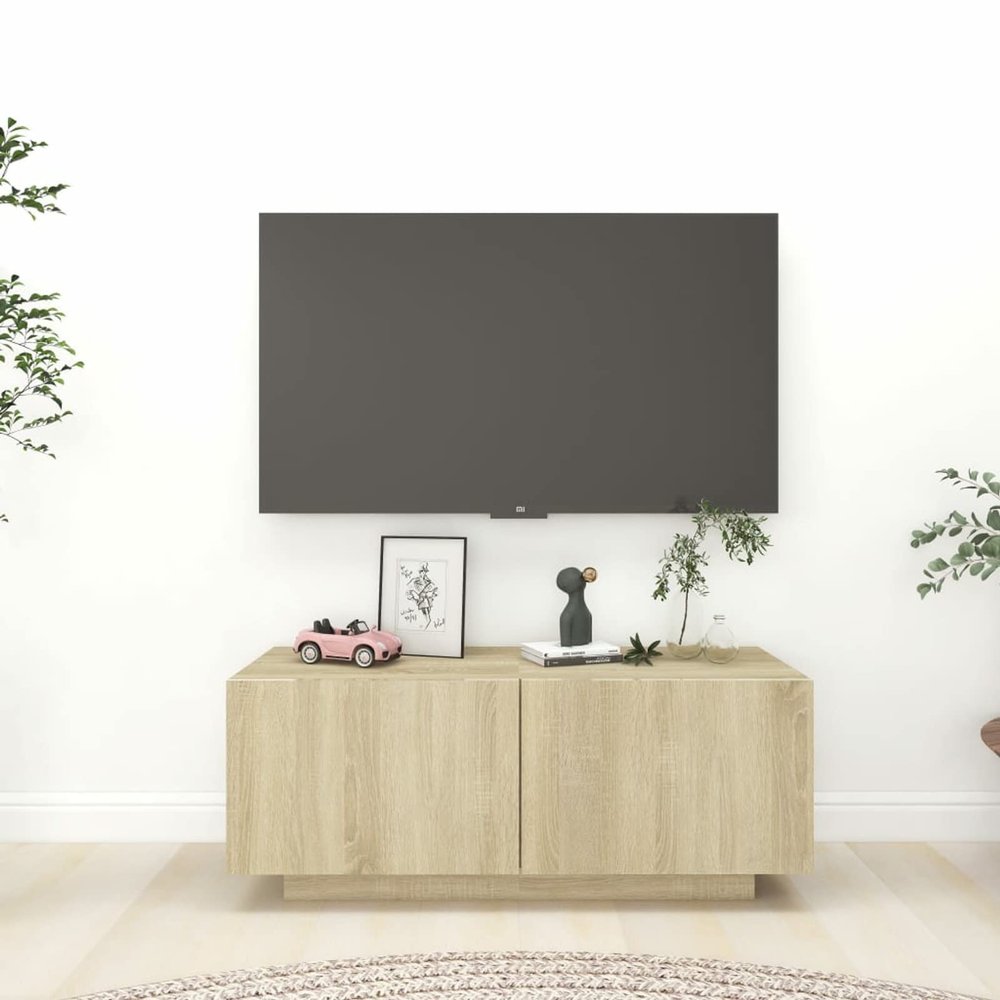 MOONAIRY TV Stand, Sonoma Oak, 100 x 35 x 40 cm, Chipboard