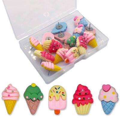 15 Ice Cream Push Pins for Cork Boards, Decorative Summer Design