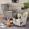 Highdi Kids Wingback Chair Cover, Stretch Slipcover, White Oriole Bird view 3