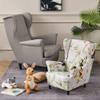 Highdi Kids Wingback Chair Cover, Stretch Slipcover, White Oriole Bird view 4