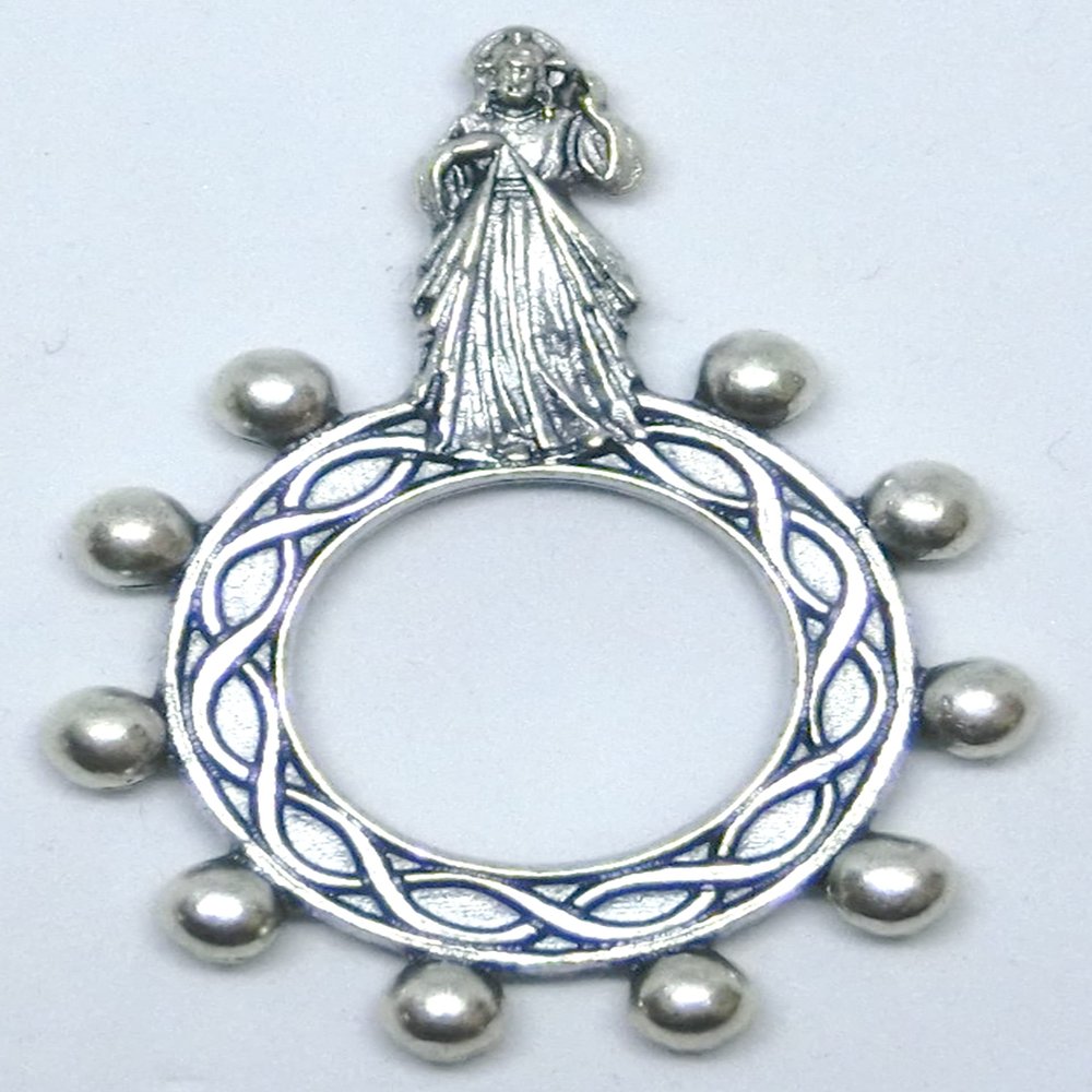 90.124.30 005 Silver Finger Rosary, Ten-Bead, Merciful Jesus