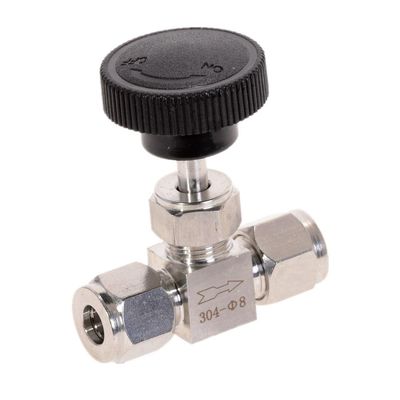 Adjustable Needle Valve for 3/4/6/8/10/12 mm OD Tubing, 304 Stainless Steel, High-Pressure, Acid-Resistant, Straight Card Set Crane, 1/2 in