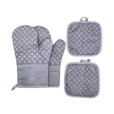 DOTBUY-SHOP Oven and Grill Gloves, Non-Slip Heat-Resistant Silicone Gloves, 4-Piece Set, Gray