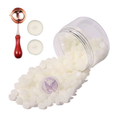 Comealltime 248-Piece Sealing Wax Bead Set, Octagonal Beads with 2 Tealights and Melting Spoon, Half-Transparent