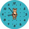 Shirtinstyle Children's Room Wall Clock with Brown Bear Motif, Personalized Name, Handmade, Turquoise view 1