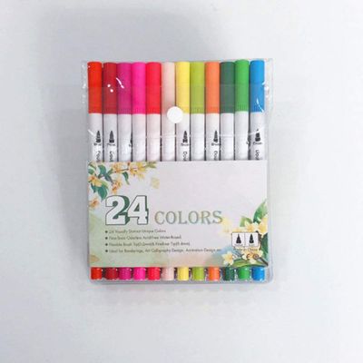 Samnuerly Watercolor Brush Pens, 12/24/36/48/60/80/100-Piece Set, Dual-Tip Color Art Markers, Brush Tip for Manga, 60 Colors (24 Colors) (24 Colors)
