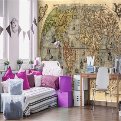 Non-Woven Photo Wallpaper ANTIQUE WORLD MAP 375 x 250 cm (Paste Included)