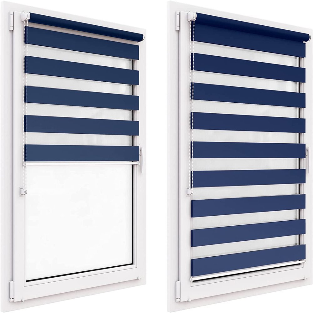 No-Drill Double Roller Blind, 95 x 250 cm Fabric, Day & Night