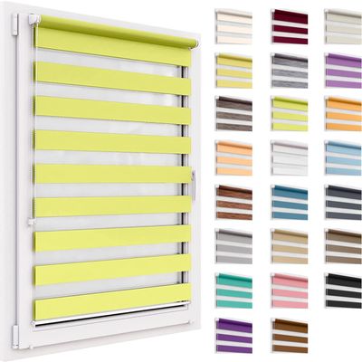 Double Roller Blind No Drilling, 53 x 250 cm Fabric, Day & Night
