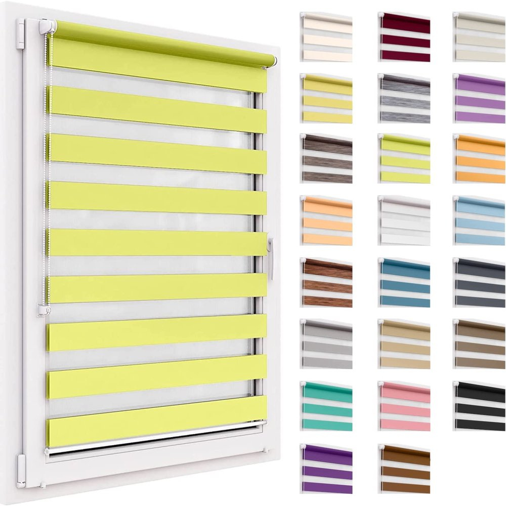 Double Roller Blind No Drilling, 53 x 250 cm Fabric, Day & Night