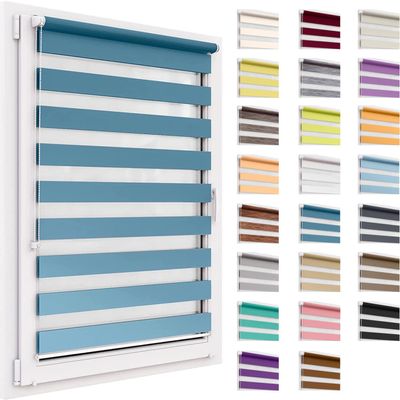 Double Roller Blind No Drilling, 57 x 250 cm Fabric, Day & Night