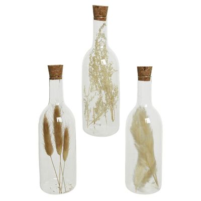 Decoris Glass Bottle with Dried Flowers, 17 cm, 1 pc., Assorted