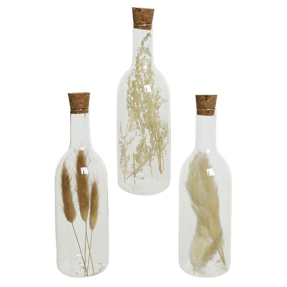 Decoris Glass Bottle with Dried Flowers, 17 cm, 1 pc., Assorted