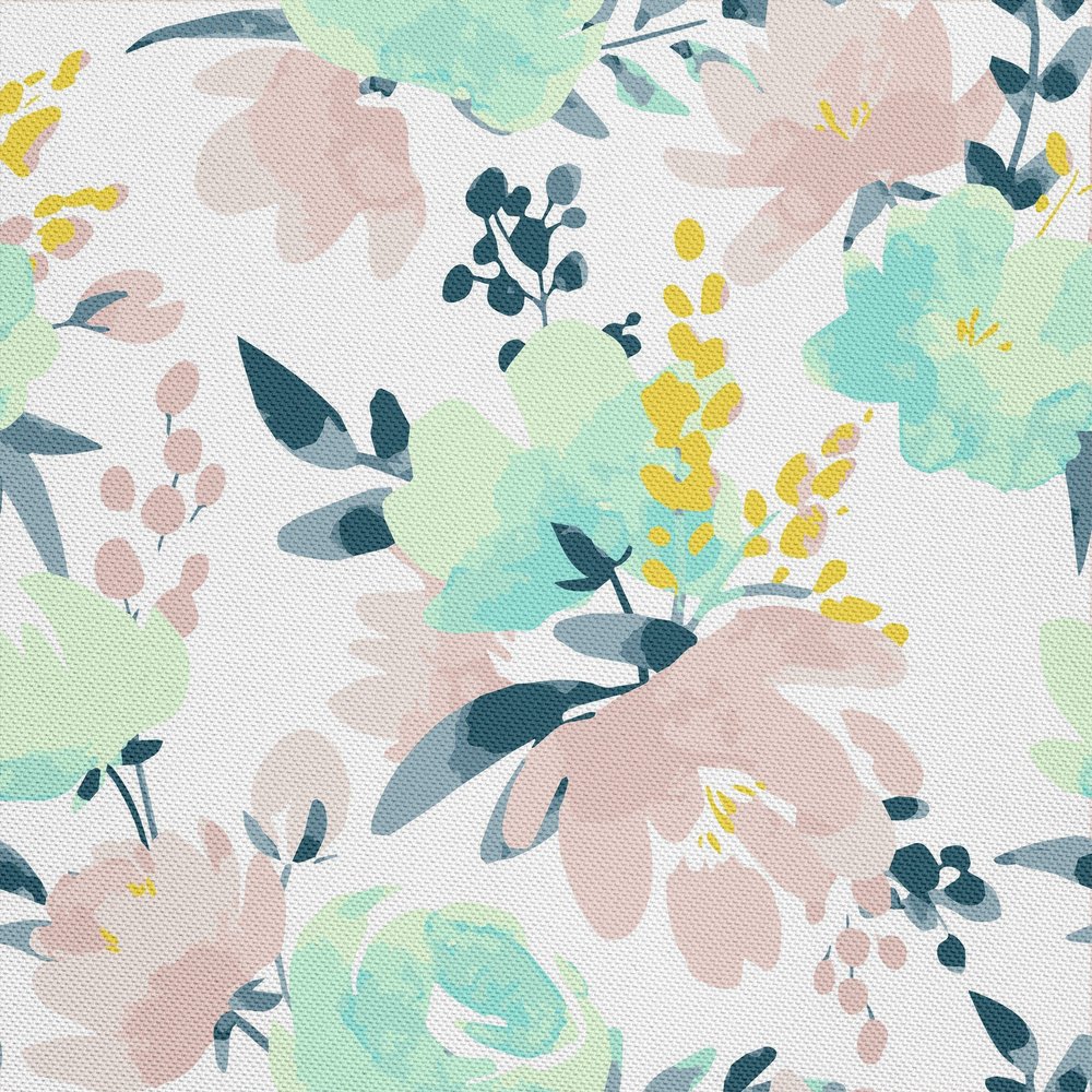 HEKO PANELS Oxford Canvas Fabric, Waterproof Polyester by the Yard, Floral Watercolor, 5 m, 155 x 500 cm