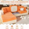 GEBIN Jacquard Stretch Sofa Seat Cushion Cover, Orange, 1-Seater view 2