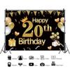 Bovlleetd 220x150cm Happy Birthday Black and Gold 20th Birthday Backdrop view 2