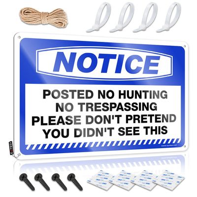 Retro Metal Sign “Posted No Hunting No Trespassing Please” for Gamers and Men, 30 x 40 cm