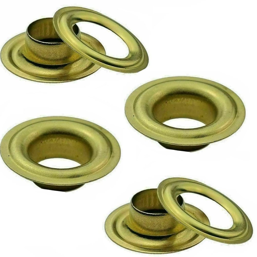 ISTA TOOLS DIN 7332 Self-Cutting Eyelets for Tarps, Banners and Awnings, with Washers, 50 Pieces, 12 mm, Natural Brass