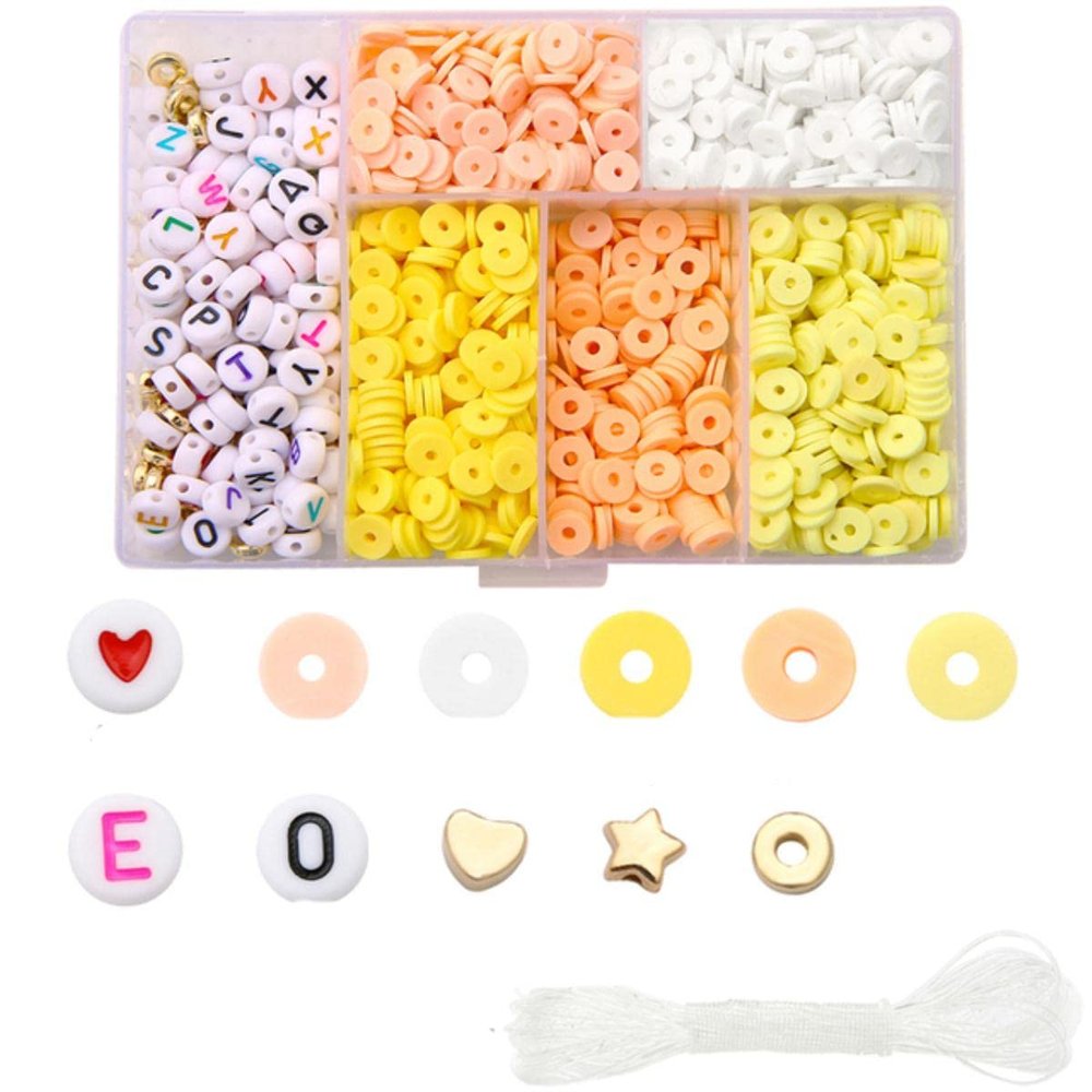 1,160 Pieces/Box 6 mm Flat Round Acrylic Alphabet Letter Beads, Polymer Clay Clothing Accessories DIY-03