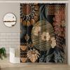 Umpoo Bohemian Botanical Flower Shower Curtain, Black, 152.4 x 183.9 cm view 1